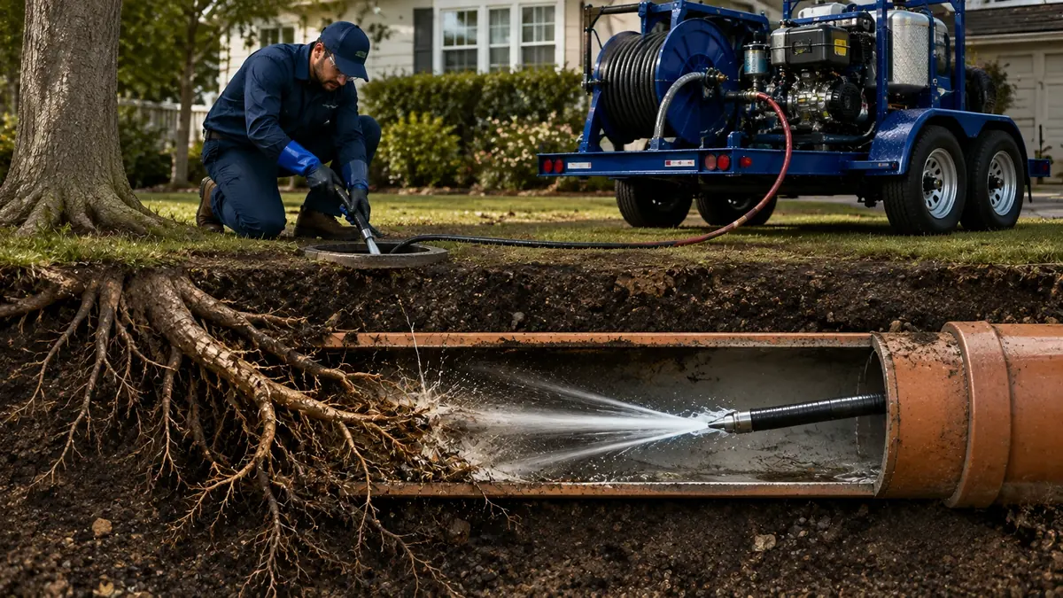 Tree Root Removal with Hydro Jetting in Burlingame